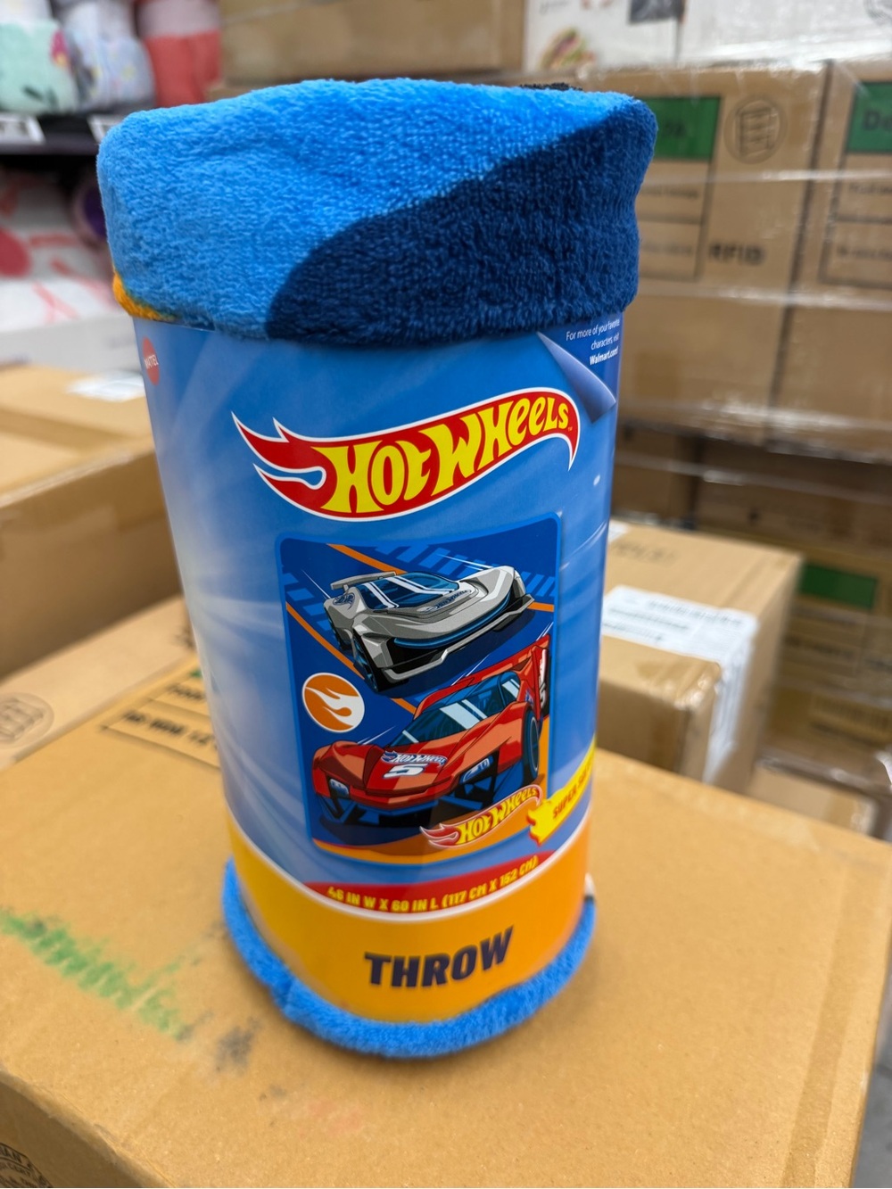 Hot Wheels Blue Kids Throw Blanket